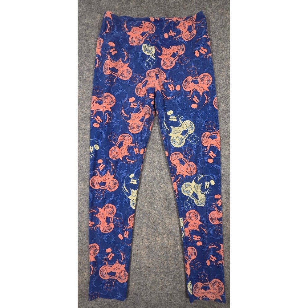 LuLaRoe Disney Minnie Mouse Leggings Navy Blue Orange Sketch Print OS One Size